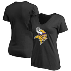 Minnesota Vikings Women's Primary Team Logo V-Neck T-Shirt - Black - NFL