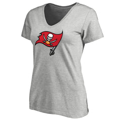Tampa Bay Buccaneers Women's Primary Logo V-Neck T-Shirt - Heather Gray - NFL
