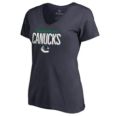 Vancouver Canucks Women's Nostalgia V-Neck T-Shirt - Navy | NHL online