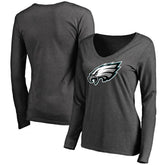 Philadelphia Eagles Women's Team Logo Long Sleeve T-Shirt - Heathered Gray - NFL