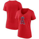 Los Angeles Angels Women's Team Color Primary Logo V-Neck T-Shirt Outlet