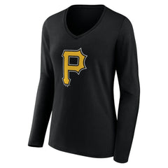 Pittsburgh Pirates Women's Team Color Primary Logo V-Neck Long Sleeve T-Shirt Online