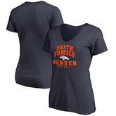 Denver Broncos Women's Faith Family V-Neck T-Shirt - Navy - NFL