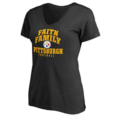 Pittsburgh Steelers Women's Faith Family T-Shirt - Black - NFL
