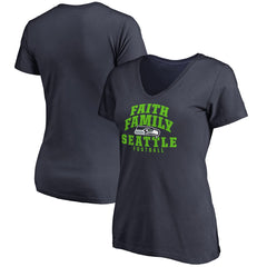Seattle Seahawks Women's Faith Family V-Neck T-Shirt - Navy - NFL