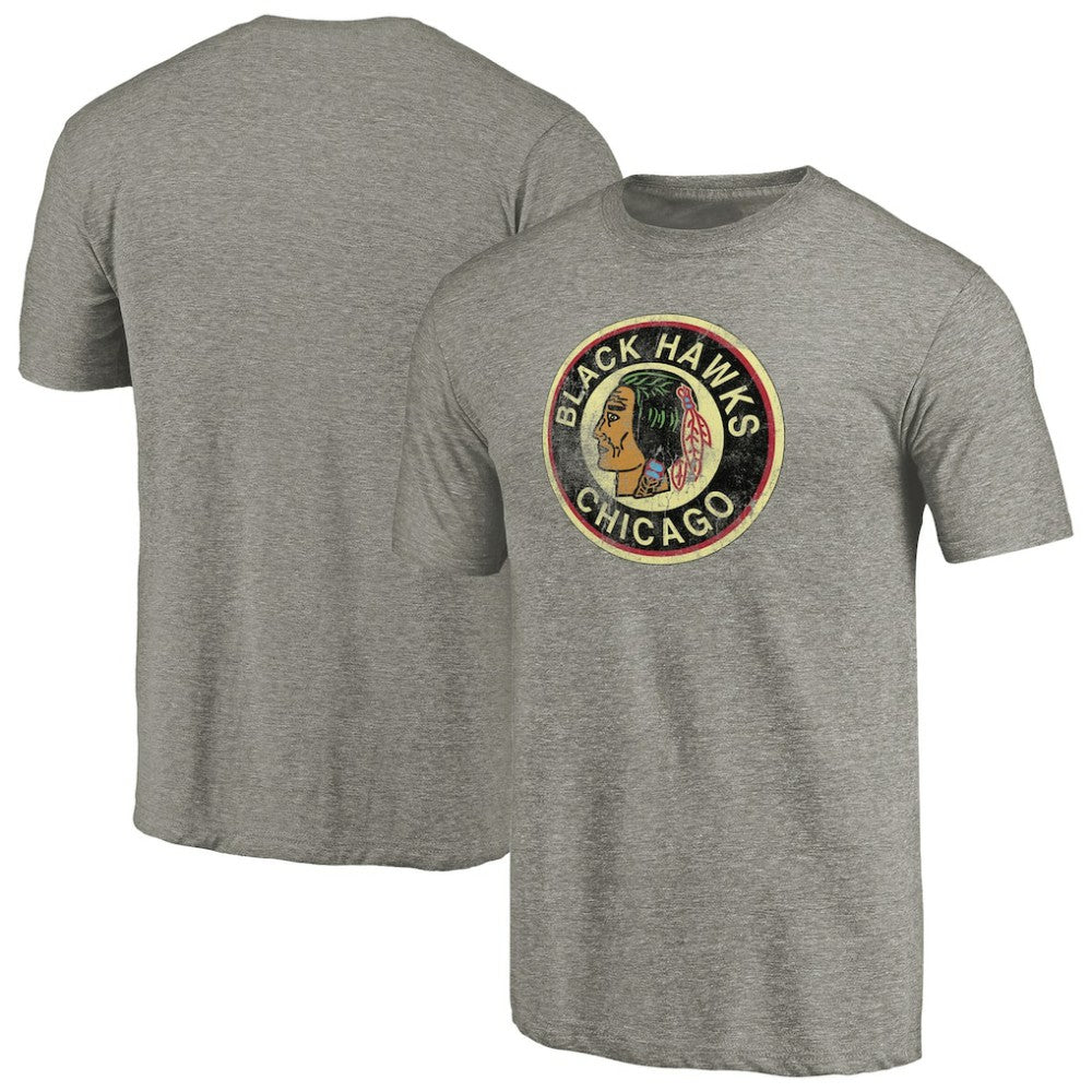 Chicago Blackhawks Throwback Logo 1937-1938 Tri-Blend T-Shirt - Ash | NHL Clearance