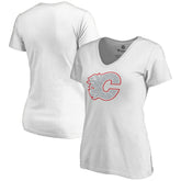 Calgary Flames Women's Whiteout V-Neck T-Shirt - White | NHL sale