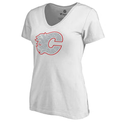 Calgary Flames Women's Whiteout V-Neck T-Shirt - White | NHL sale