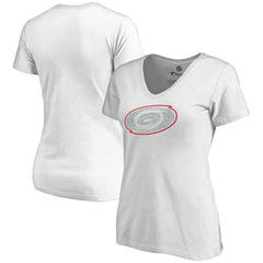 Carolina Hurricanes Women's Whiteout V-Neck T-Shirt - White | NHL Lifestyle