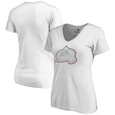Colorado Avalanche Women's Whiteout V-Neck T-Shirt - White | NHL Clearance