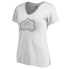 Colorado Avalanche Women's Whiteout V-Neck T-Shirt - White | NHL Clearance