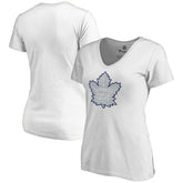 Toronto Maple Leafs Women's Whiteout V-Neck T-Shirt - White | NHL Lifestyle