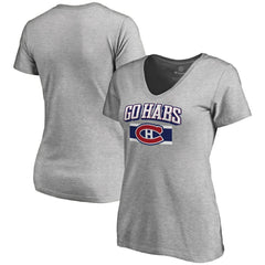 Montreal Canadiens Women's Hometown Collection Go Habs V-Neck T-Shirt - ash | NHL near me