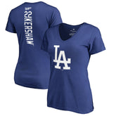 Clayton Kershaw Los Angeles Dodgers Women's Backer Name & Number V-Neck T-Shirt Online