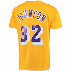 Mitchell & Ness Magic Johnson Los Angeles Lakers Hardwood Classics Retro Name & Number T-Shirt Gold