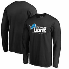 Detroit Lions Team Lockup II Long Sleeve T-Shirt - Black - NFL