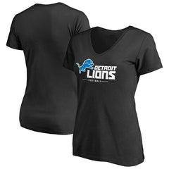 Detroit Lions Women's Team Lockup V-Neck T-Shirt - Black - NFL