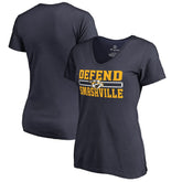 Nashville Predators Women's Hometown Collection Defend V-Neck T-Shirt - Navy | NHL near me