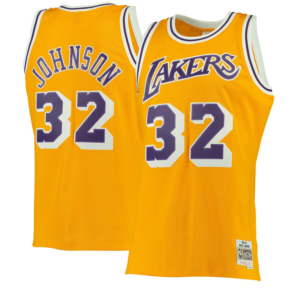 Mitchell & Ness Magic Johnson Los Angeles Lakers 1984/85 Hardwood Classics Swingman Jersey Gold