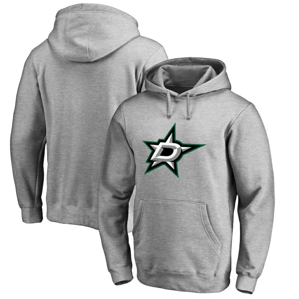Dallas Stars Primary Team Logo Fleece Fitted Pullover Hoodie - Heather Gray | NHL discount