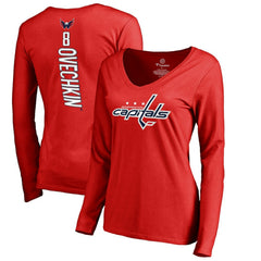 Alexander Ovechkin Washington Capitals Women's Backer V-Neck Long Sleeve T-Shirt - Red | NHL near me