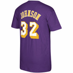 Mitchell & Ness Magic Johnson Los Angeles Lakers Hardwood Classics Name & Number T-Shirt Purple