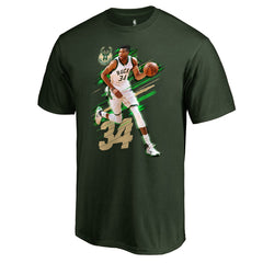 Giannis Antetokounmpo Milwaukee Bucks Fade Away T-Shirt Green