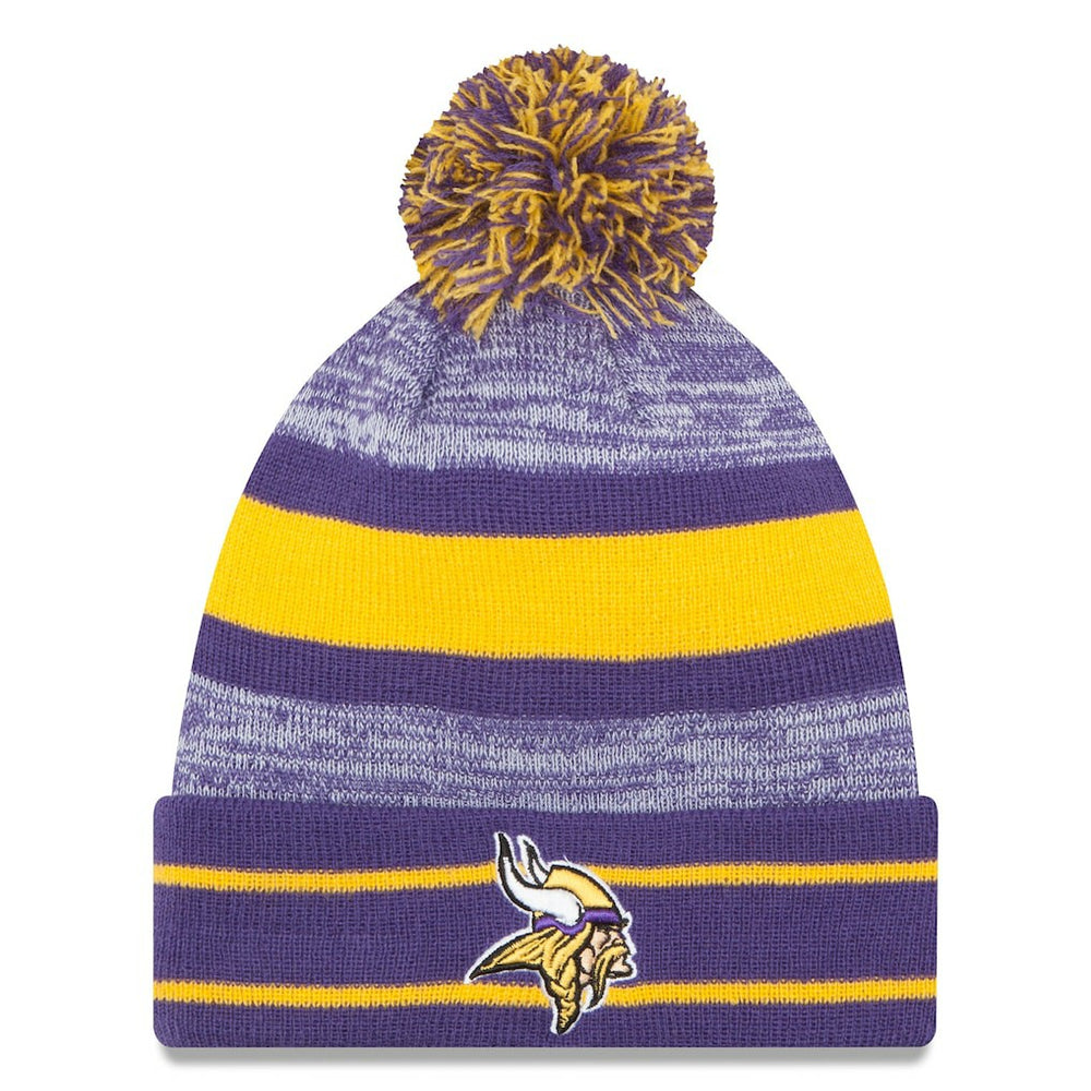 Minnesota Vikings New Era Team Logo Cuffed Knit Hat with Pom - Purple - NFL