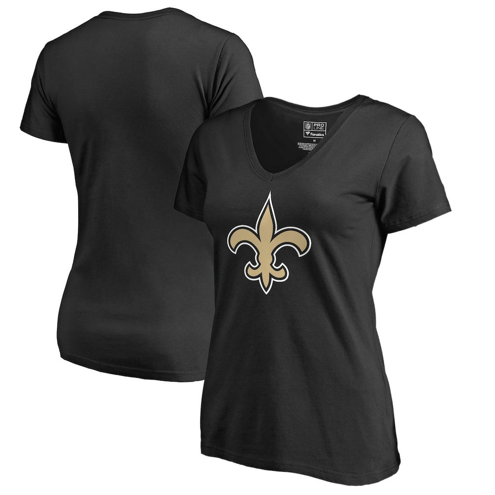 New Orleans Saints Women's Primary Team Logo V-Neck T-Shirt - Black - NFL