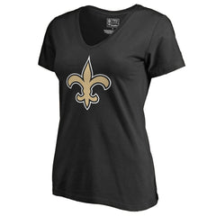 New Orleans Saints Women's Primary Team Logo V-Neck T-Shirt - Black - NFL