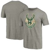 Milwaukee Bucks Distressed Team Logo Tri-Blend T-Shirt Heather Gray