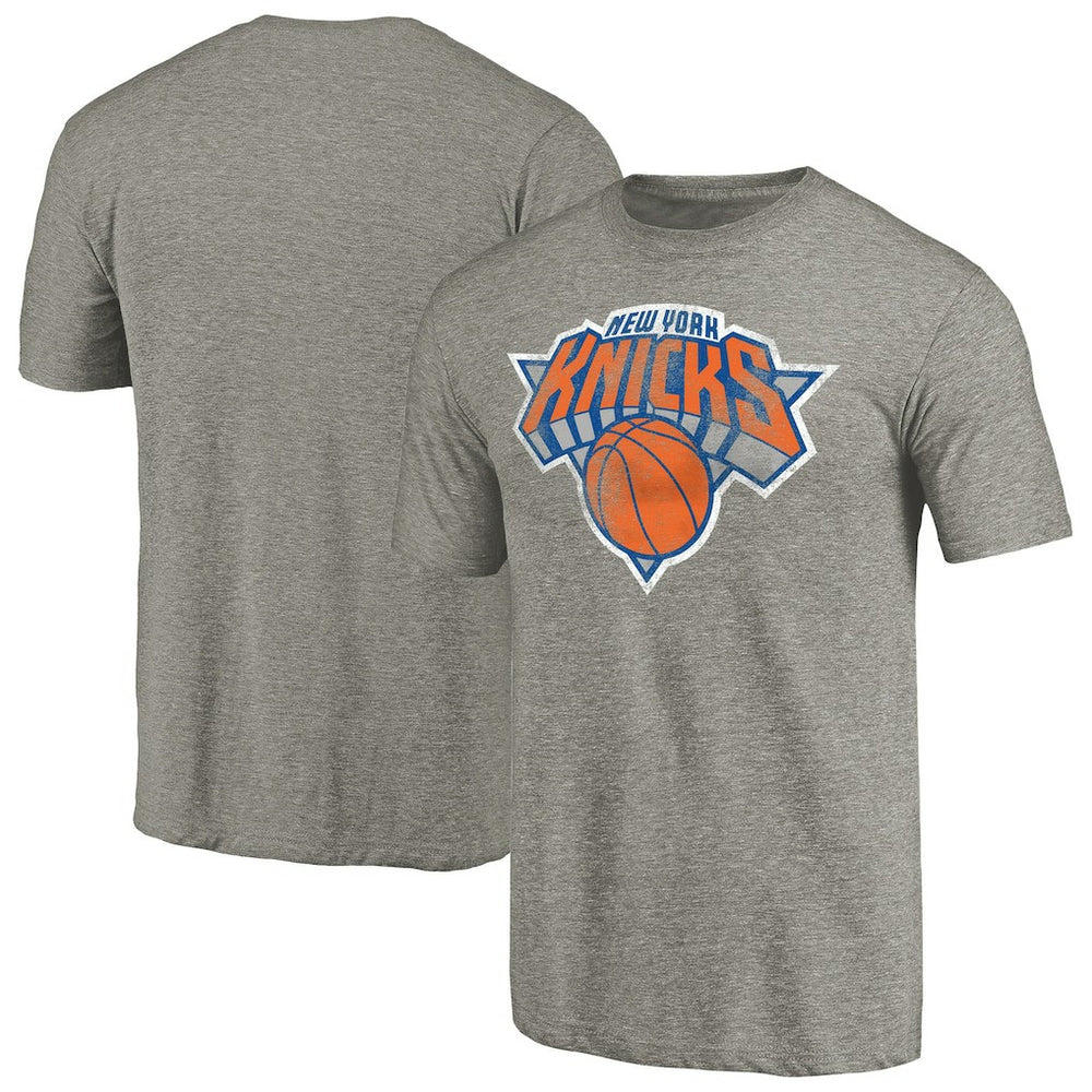 New York Knicks Distressed Team Logo Tri-Blend T-Shirt Heather Gray
