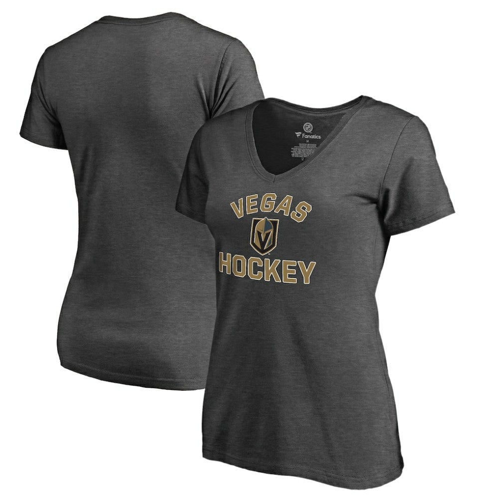 Vegas Golden Knights Women's Overtime V-Neck T-Shirt - Heathered Gray | NHL Lifestyle