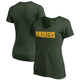 Green Bay Packers Women's Wordmark V-Neck T-Shirt - Green - NFL