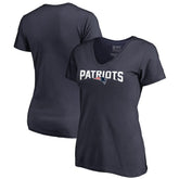 New England Patriots Women's Wordmark V-Neck T-Shirt - Navy - NFL