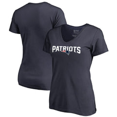 New England Patriots Women's Wordmark V-Neck T-Shirt - Navy - NFL