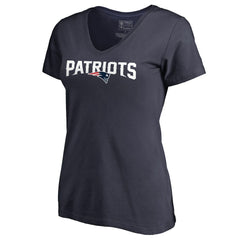 New England Patriots Women's Wordmark V-Neck T-Shirt - Navy - NFL