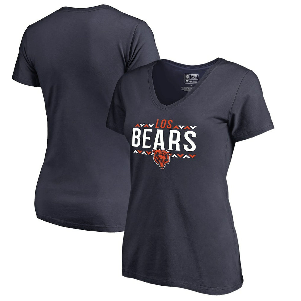 Chicago Bears Women's Arriba V-Neck T-Shirt - Navy - NFL