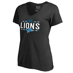 Detroit Lions Women's Arriba V-Neck T-Shirt - Black - NFL