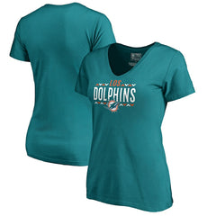 Miami Dolphins Women's Arriba V-Neck T-Shirt - Aqua - NFL