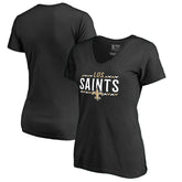 New Orleans Saints Women's Arriba V-Neck T-Shirt - Black - NFL