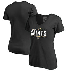 New Orleans Saints Women's Arriba V-Neck T-Shirt - Black - NFL