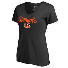 Cincinnati Bengals Women's Freehand V-Neck T-Shirt - Black - NFL