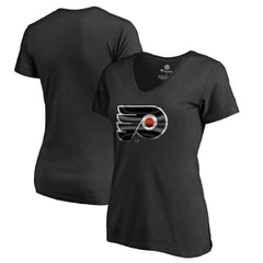 Philadelphia Flyers Women's Midnight Mascot V-Neck T-Shirt - Black | NHL Lifestyle