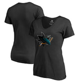 San Jose Sharks Women's Midnight Mascot V-Neck T-Shirt - Black | NHL near me