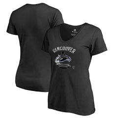 Vancouver Canucks Women's Midnight Mascot V-Neck T-Shirt - Black | NHL online