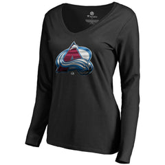 Colorado Avalanche Women's Midnight Mascot Long Sleeve V-Neck T-Shirt - Black | NHL on sale