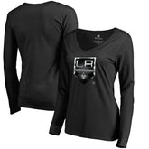 Los Angeles Kings Women's Midnight Mascot Long Sleeve V-Neck T-Shirt - Black | NHL on sale