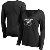 Tampa Bay Lightning Women's Midnight Mascot Long Sleeve V-Neck T-Shirt - Black | NHL online