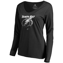 Tampa Bay Lightning Women's Midnight Mascot Long Sleeve V-Neck T-Shirt - Black | NHL online